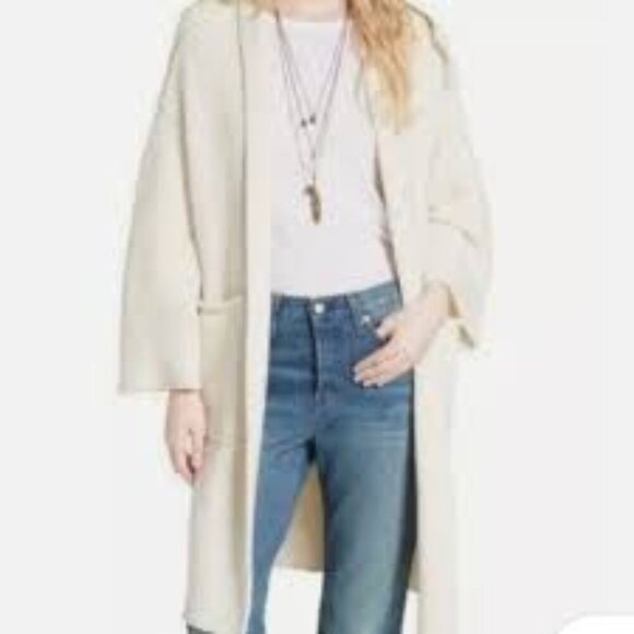 Free People By the Campfire Cardigan Long Sleeve Ivory Oversized S - Picture 14 of 15